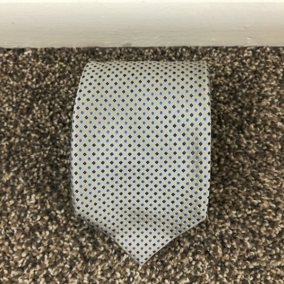 NWT Stefano Ricci Neck Tie Luxury Collection Silk Silver Blue Geometric 59.5L